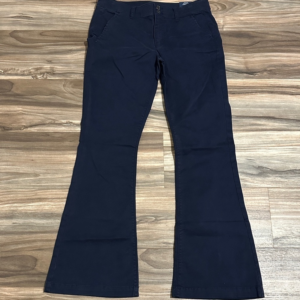 American Eagle Artist Flare Low Rise Women’s 8R Chino Trousers Stretch Navy Blue